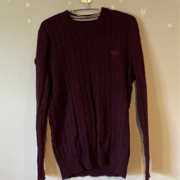 Superdry Men's Harrow Cable Crew Neck top Sweater large - Picture 1 of 7